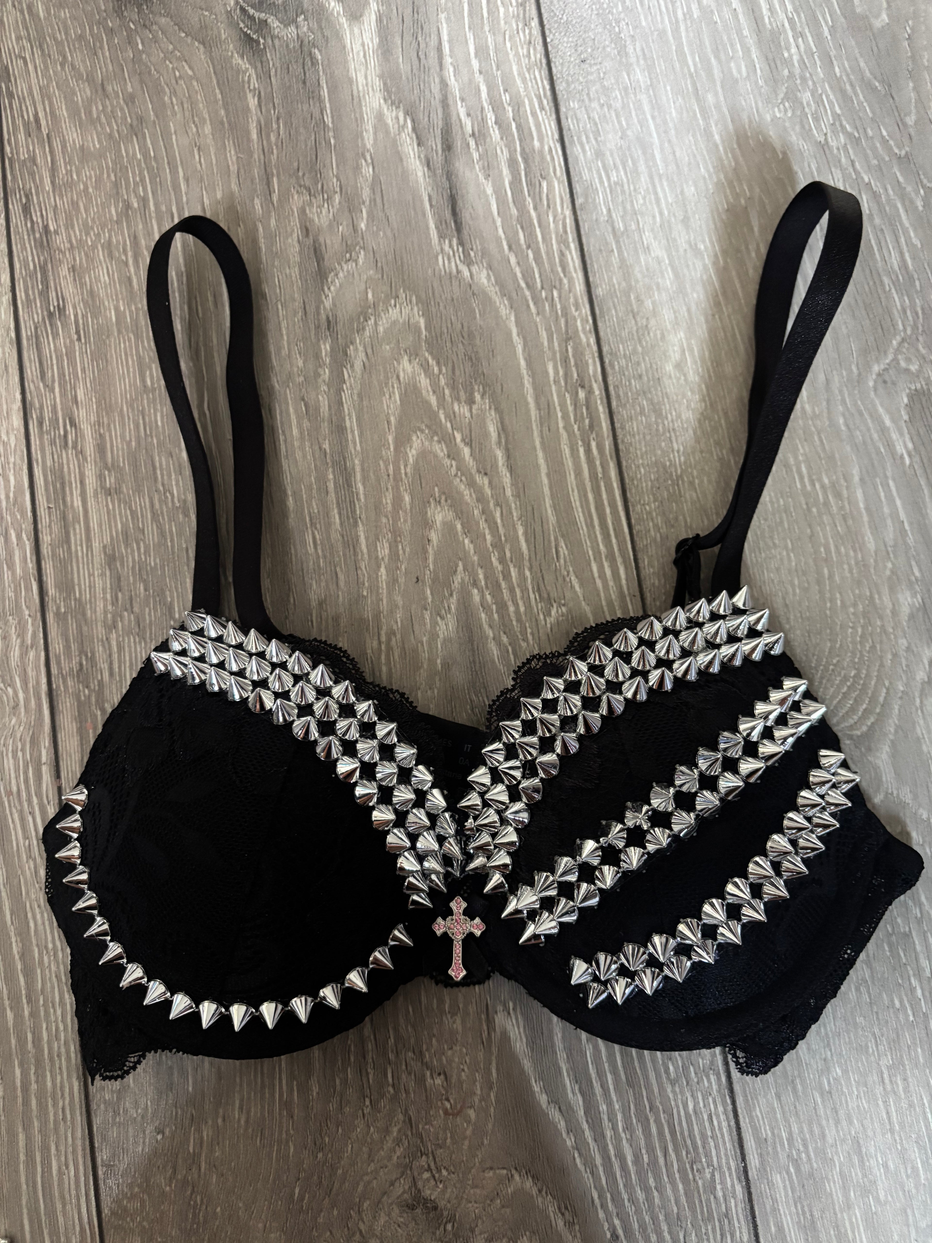 Black Viper Spiked (More sizes) (with cross) push up bra