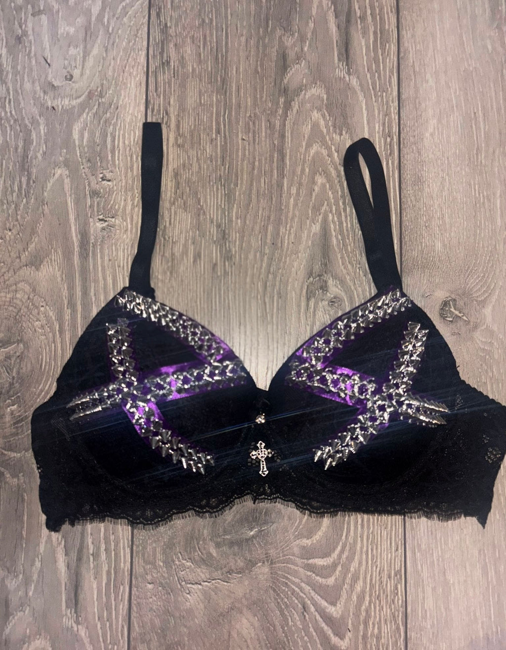 Violet Venom Spiked (with cross) push up bra