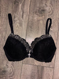(More sizes) black Y2K single strip (with cross) spiked push up bra