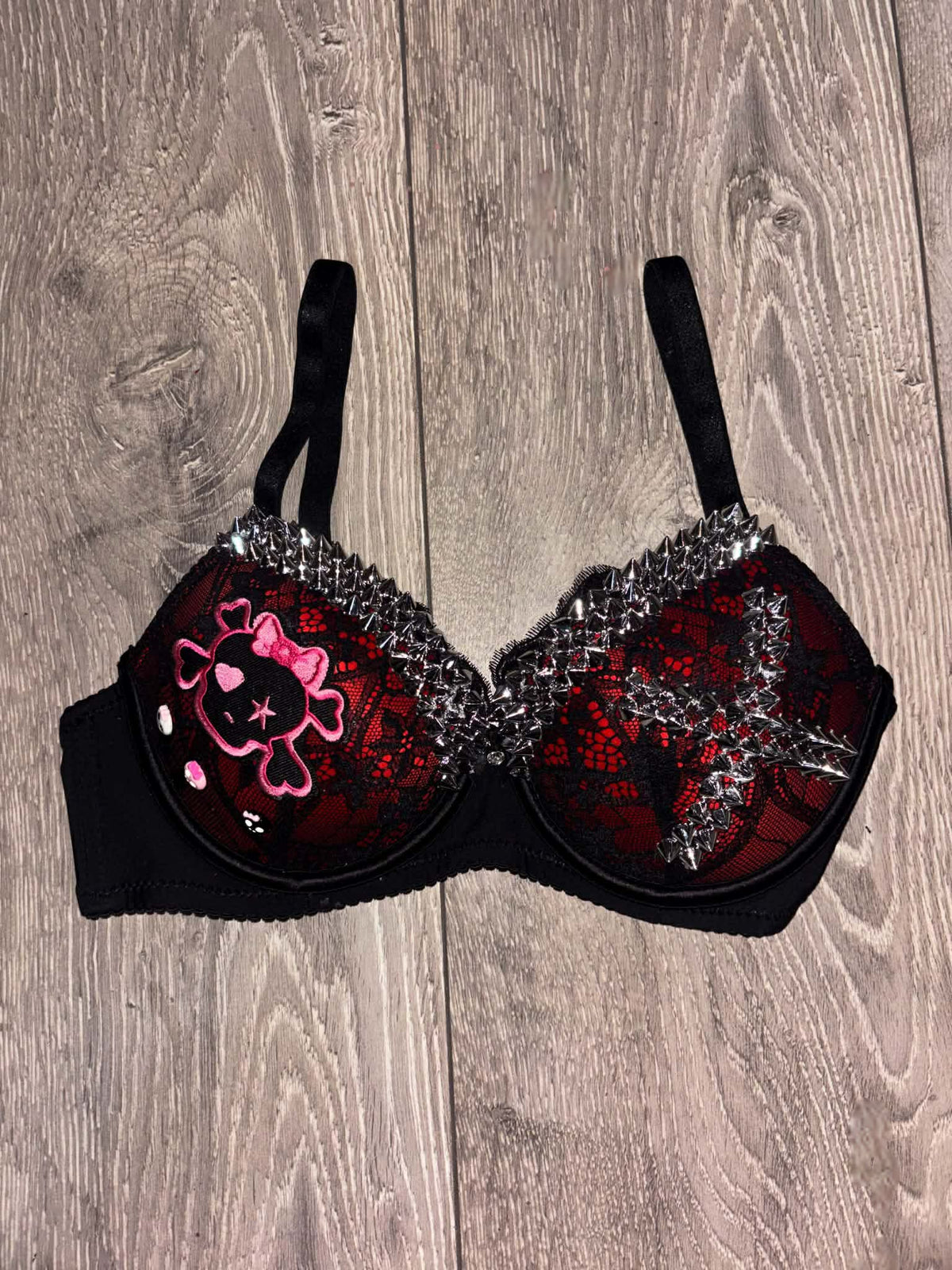 Red Skull Crush Spiked (no cross) push up bra