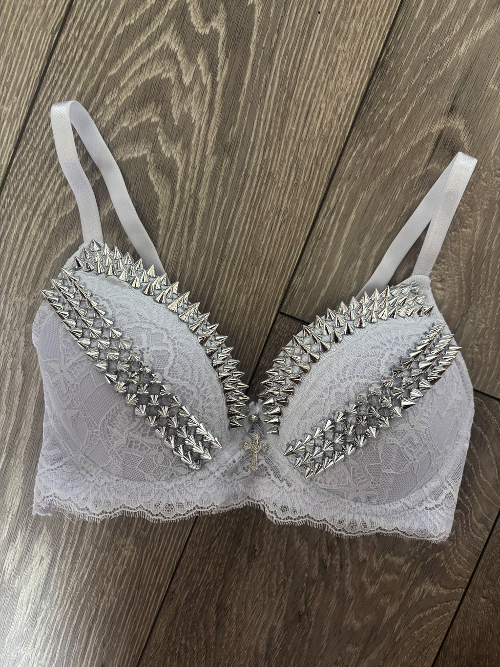White Y2K (with cross) Spiked push up bra
