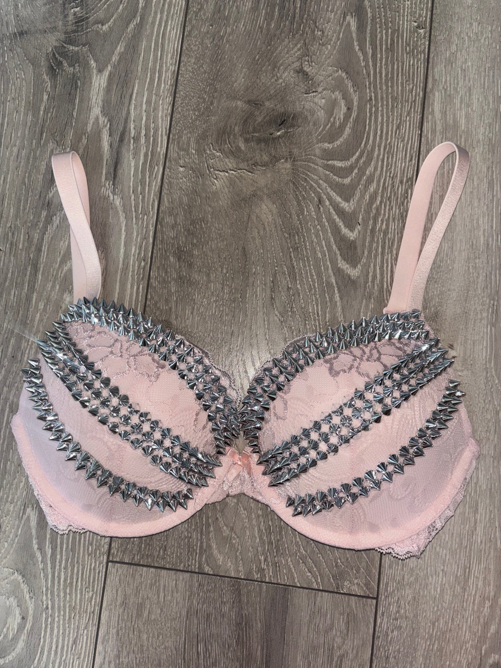 The Light Pink Triple Spiked (no cross) (more sizes) Push up bra