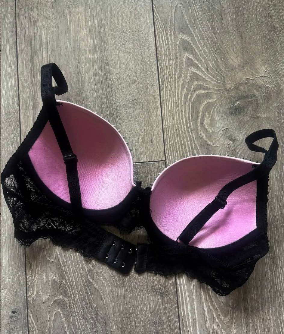 The Pink Y2K Crossover (with cross) (no stars) Spiked push up bra