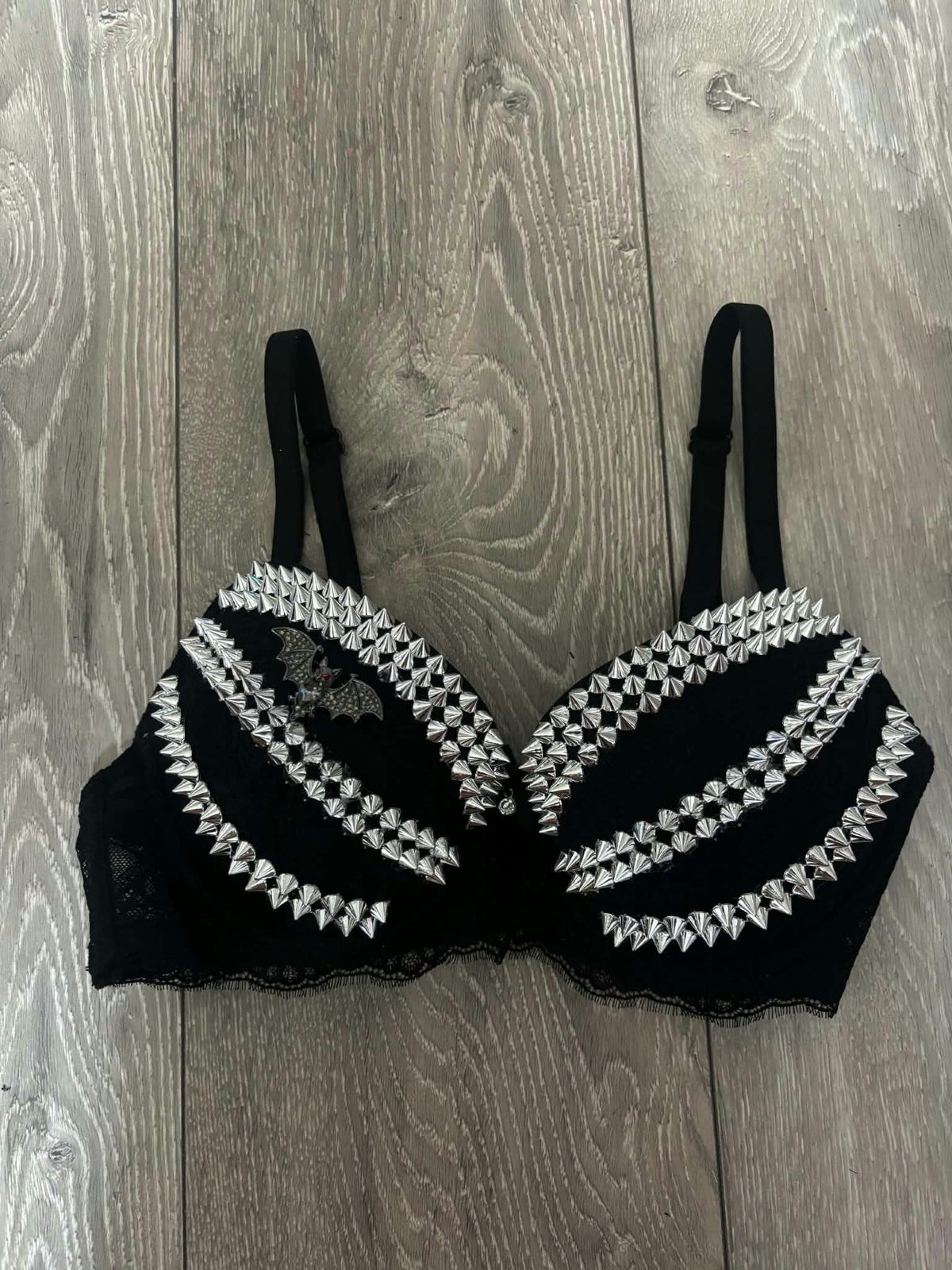 Black Bat Adjustable Pin Spiked (no cross) Push up Bra