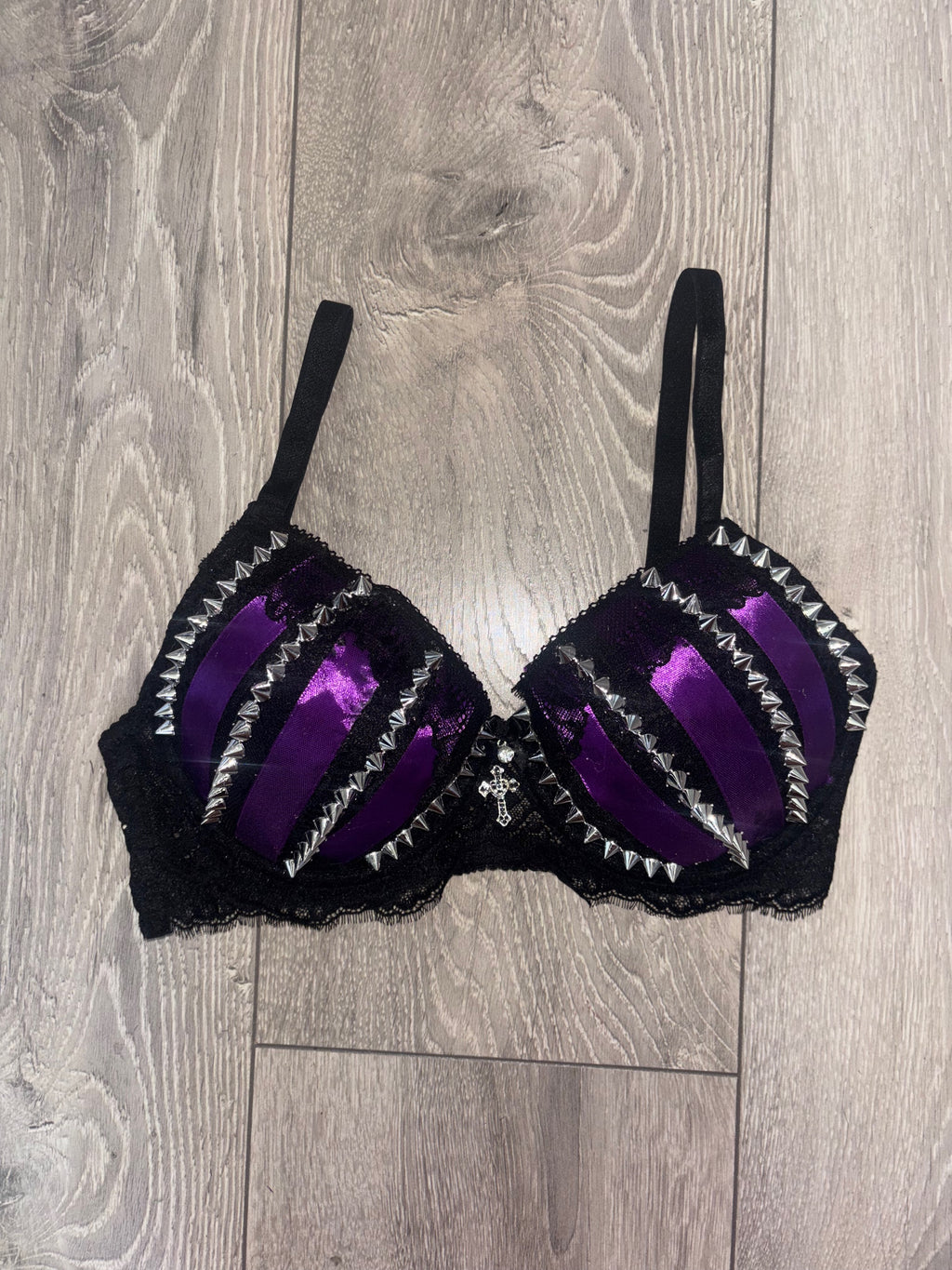 Purple Poison Spiked (with cross) Push up bra