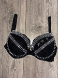 The Black Crossover Spiked (more sizes) (no cross) Push Up Bra