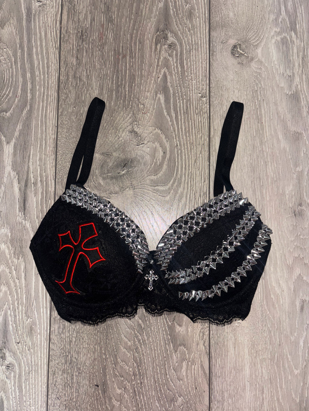 Hellbound Cross triple spiked (with cross) push up bra