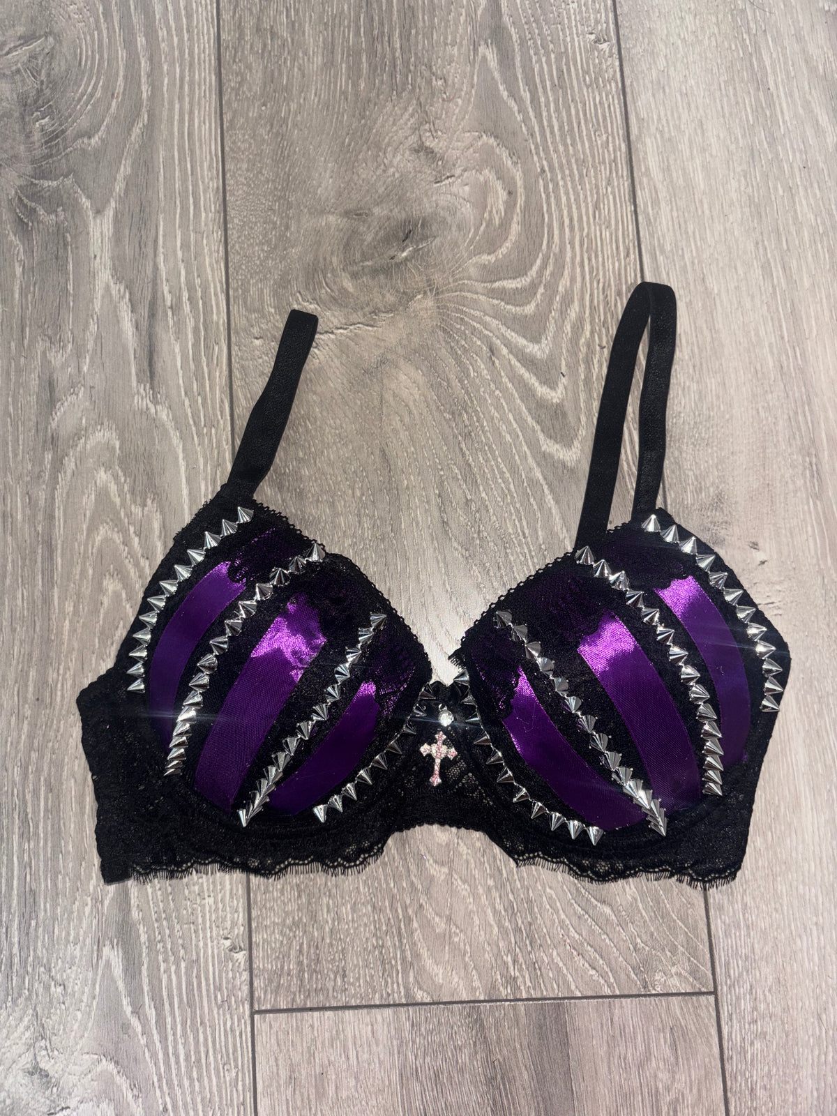Purple Poison Spiked (with cross) Push up bra