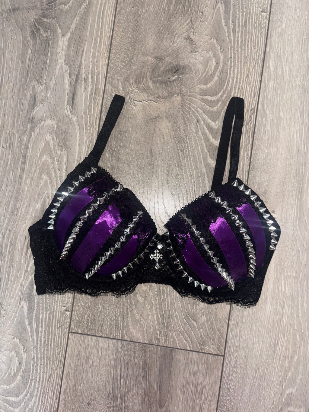 Purple Poison Spiked (with cross) Push up bra