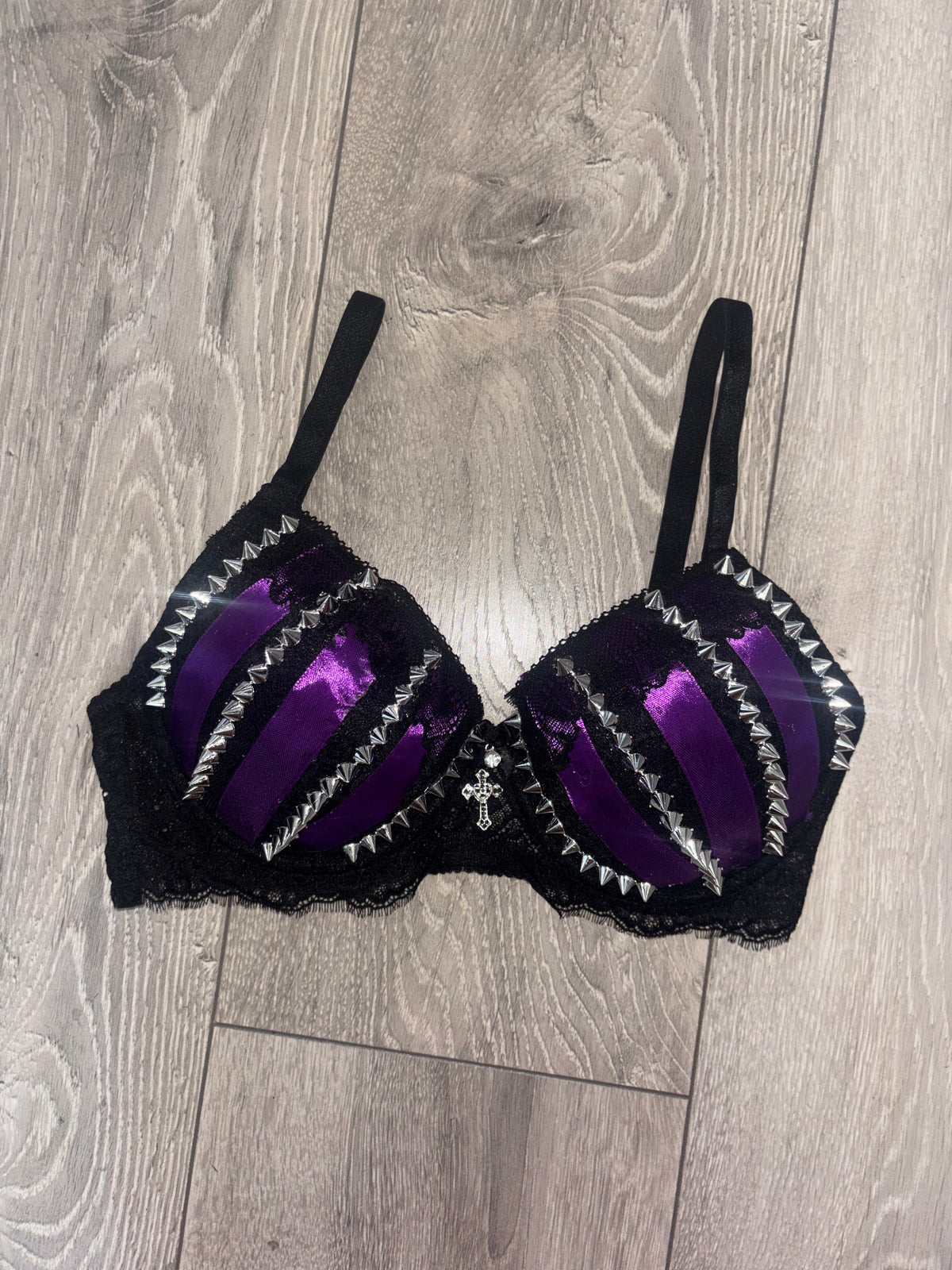 Purple Poison Spiked (with cross) Push up bra
