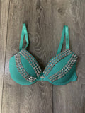Turquoise spiked (with cross) push up bra