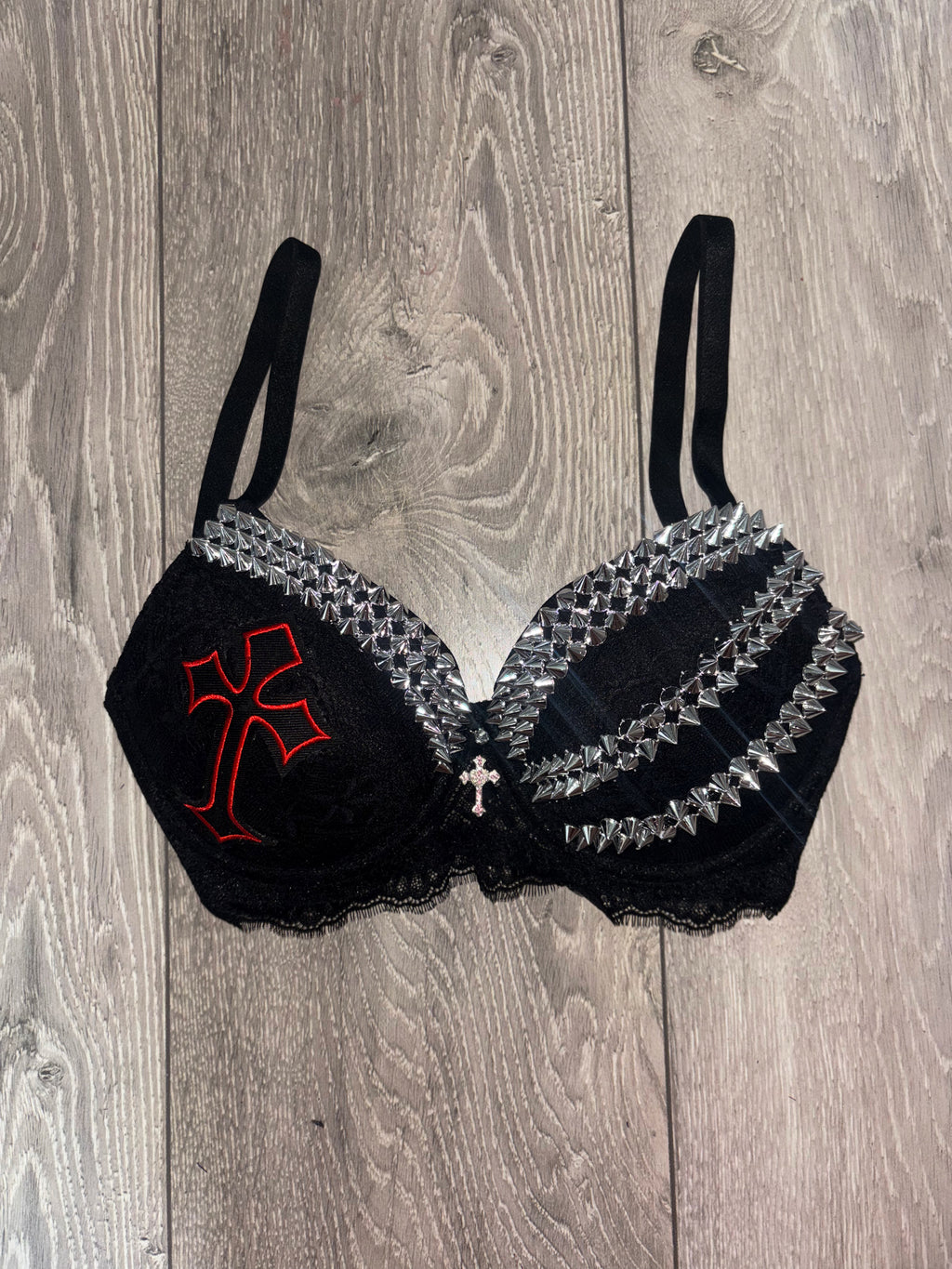 Hellbound Cross triple spiked (with cross) push up bra