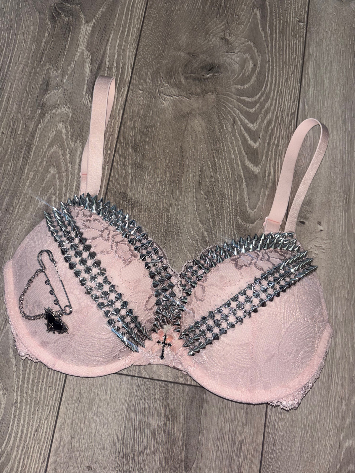 The Light Pink Swan 2 Spiked push up bra (with cross) (more sizes)