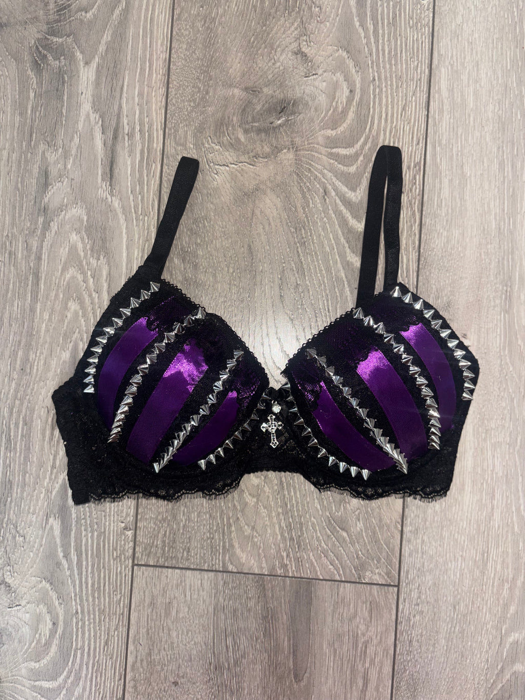 Purple Poison Spiked (with cross) Push up bra