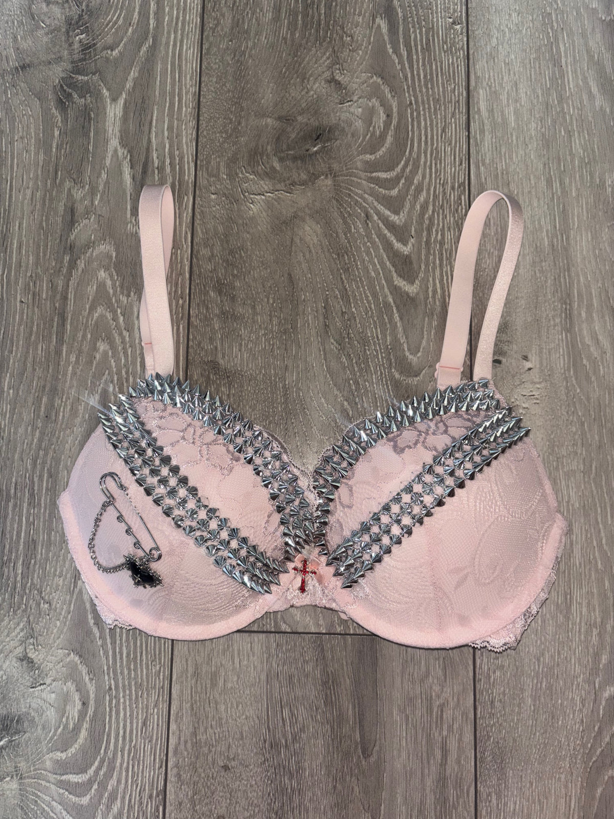 The Light Pink Swan 2 Spiked push up bra (with cross) (more sizes)