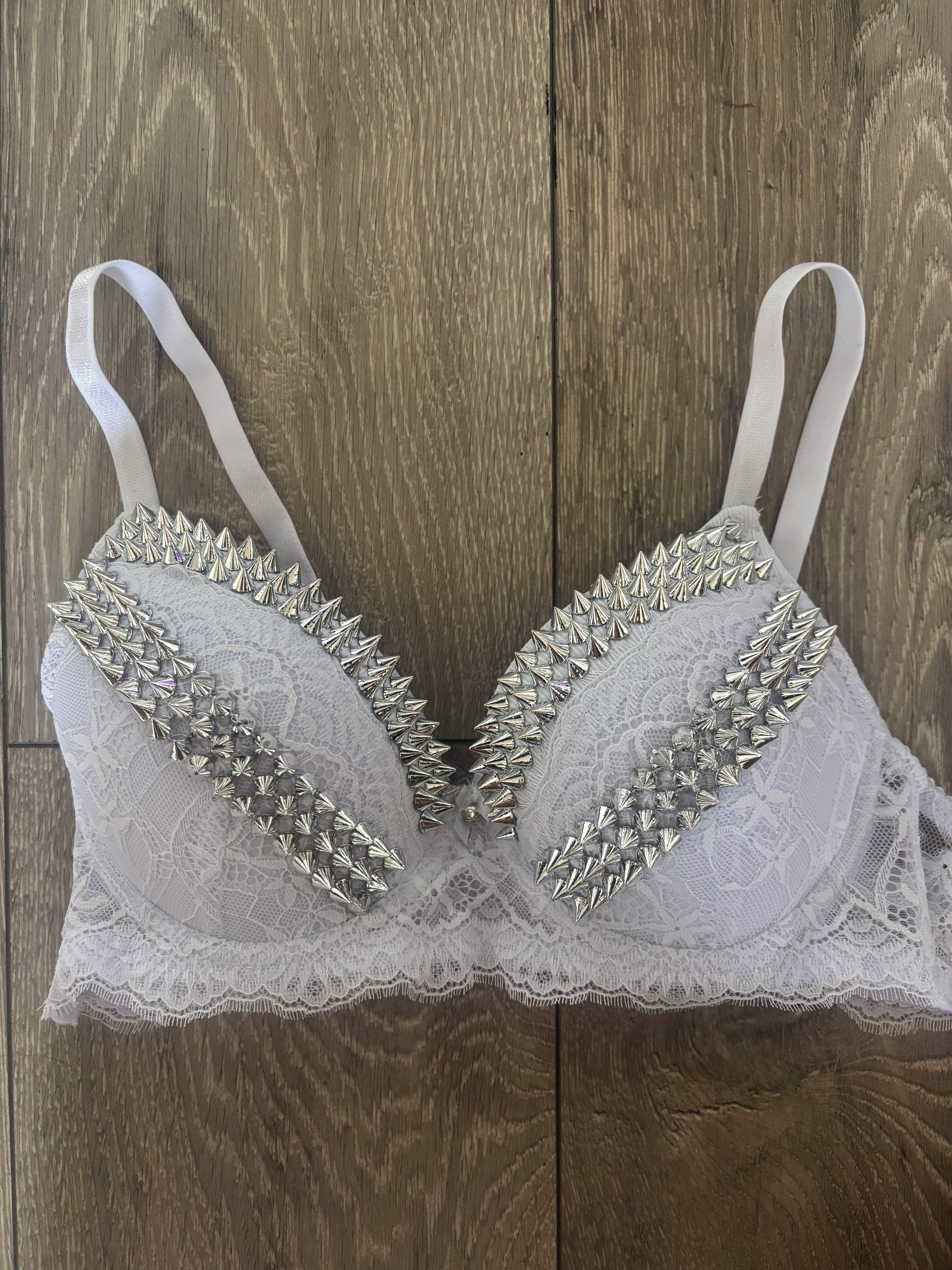 White Y2K (no cross) Spiked push up bra