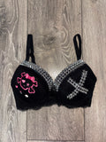 Black Skull Crush Spiked (no cross) push up bra