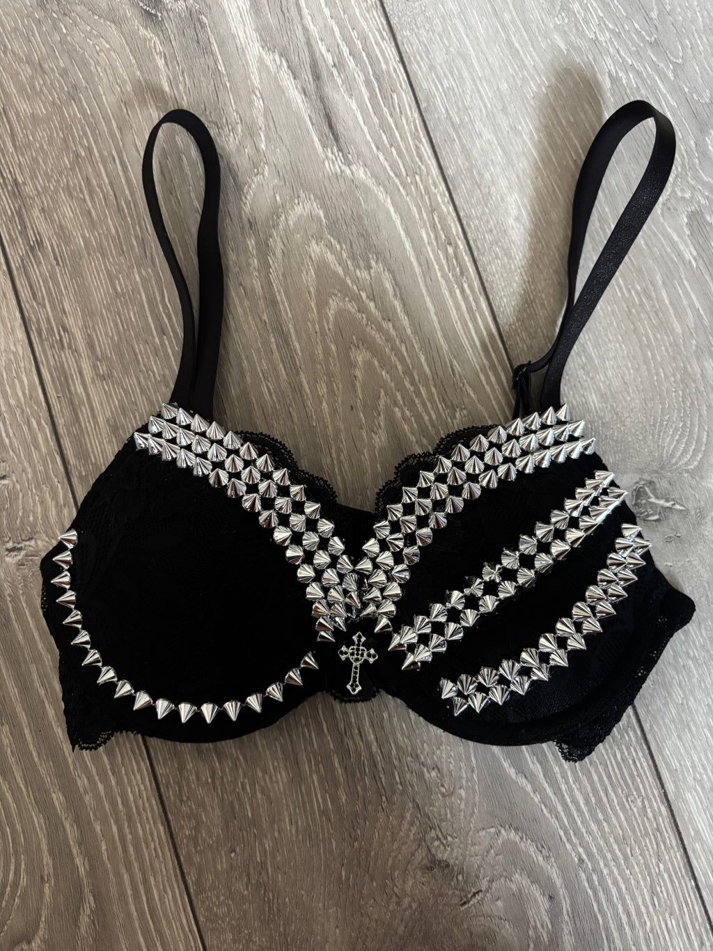 Black Viper Spiked (More sizes) (with cross) push up bra