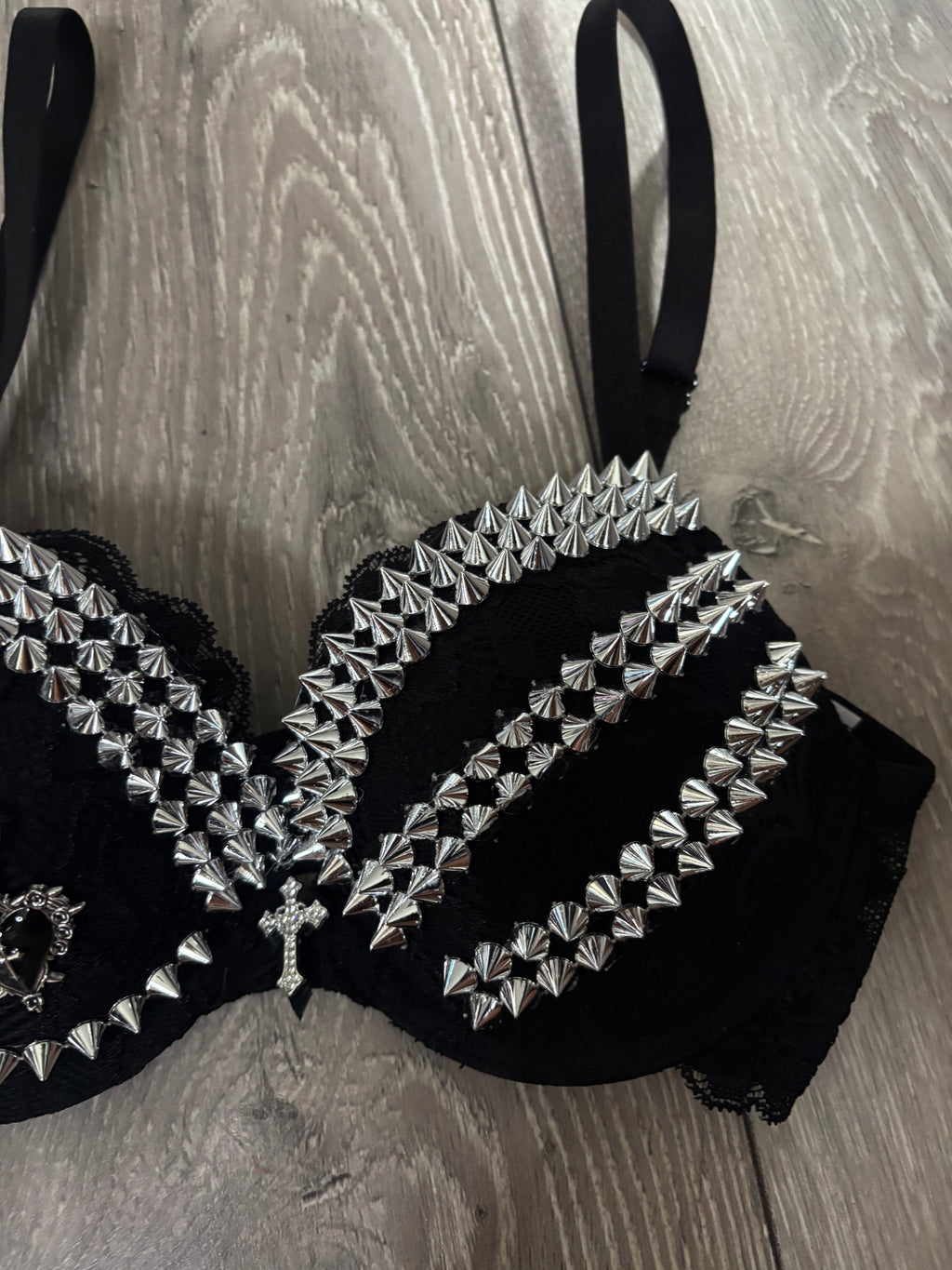 The Black Swan (More Sizes) (with cross) Spiked push up bra