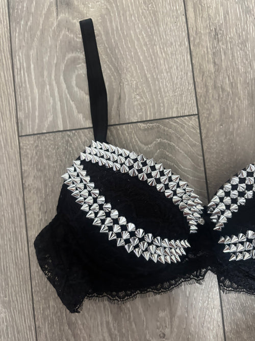 Black Y2K (no cross) Spiked push up bra