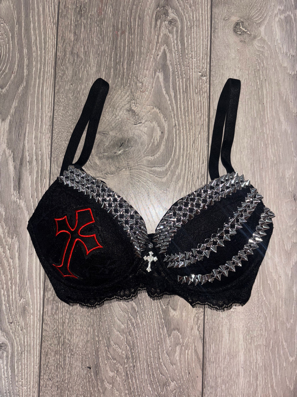 Hellbound Cross triple spiked (with cross) push up bra