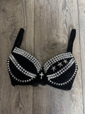 The Black Crossover Spiked (with cross) Push Up Bra