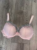(More sizes) Light Pink Y2K Single Strip Spiked push up bra (no cross)