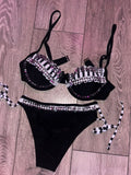 Noir Studded Bikini (no cross) underwired top and bottoms