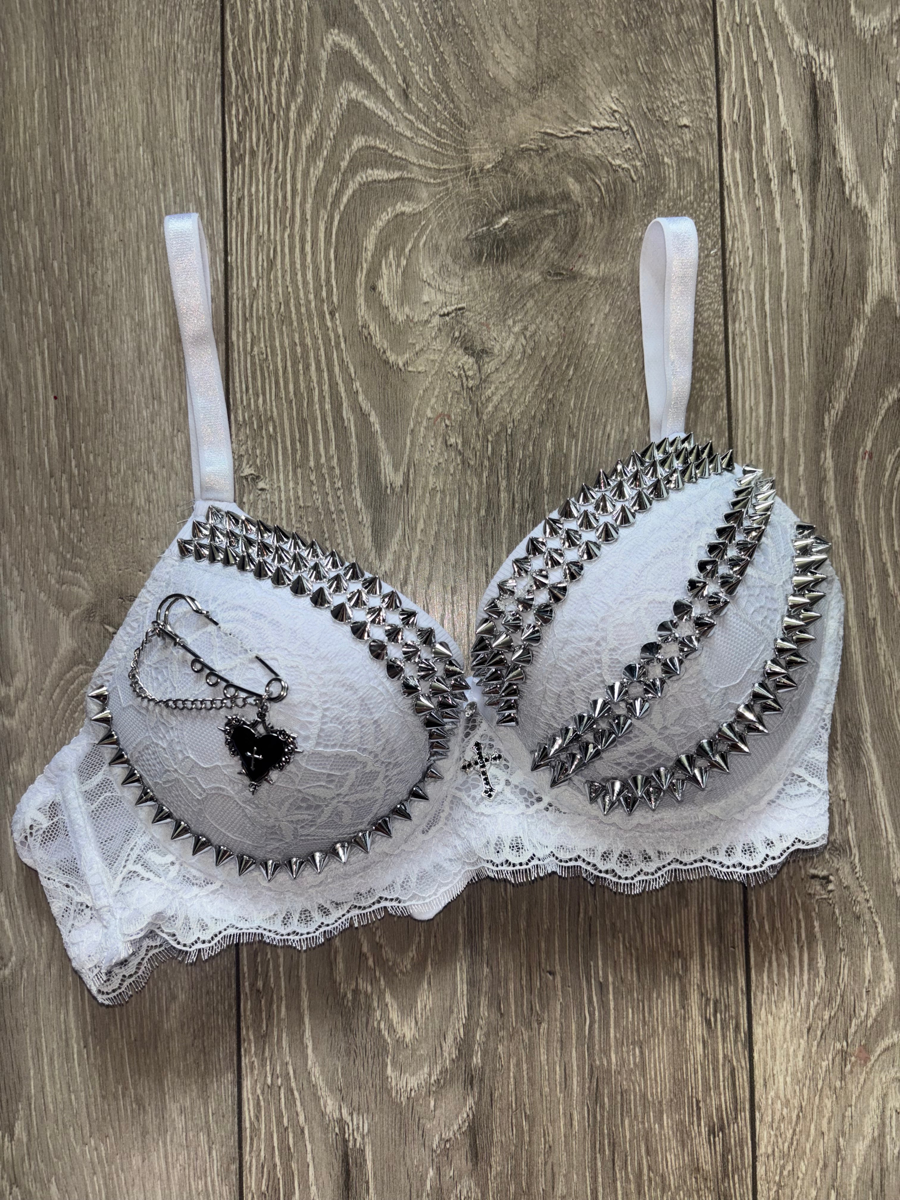 The White Swan (with cross) Spiked push up bra