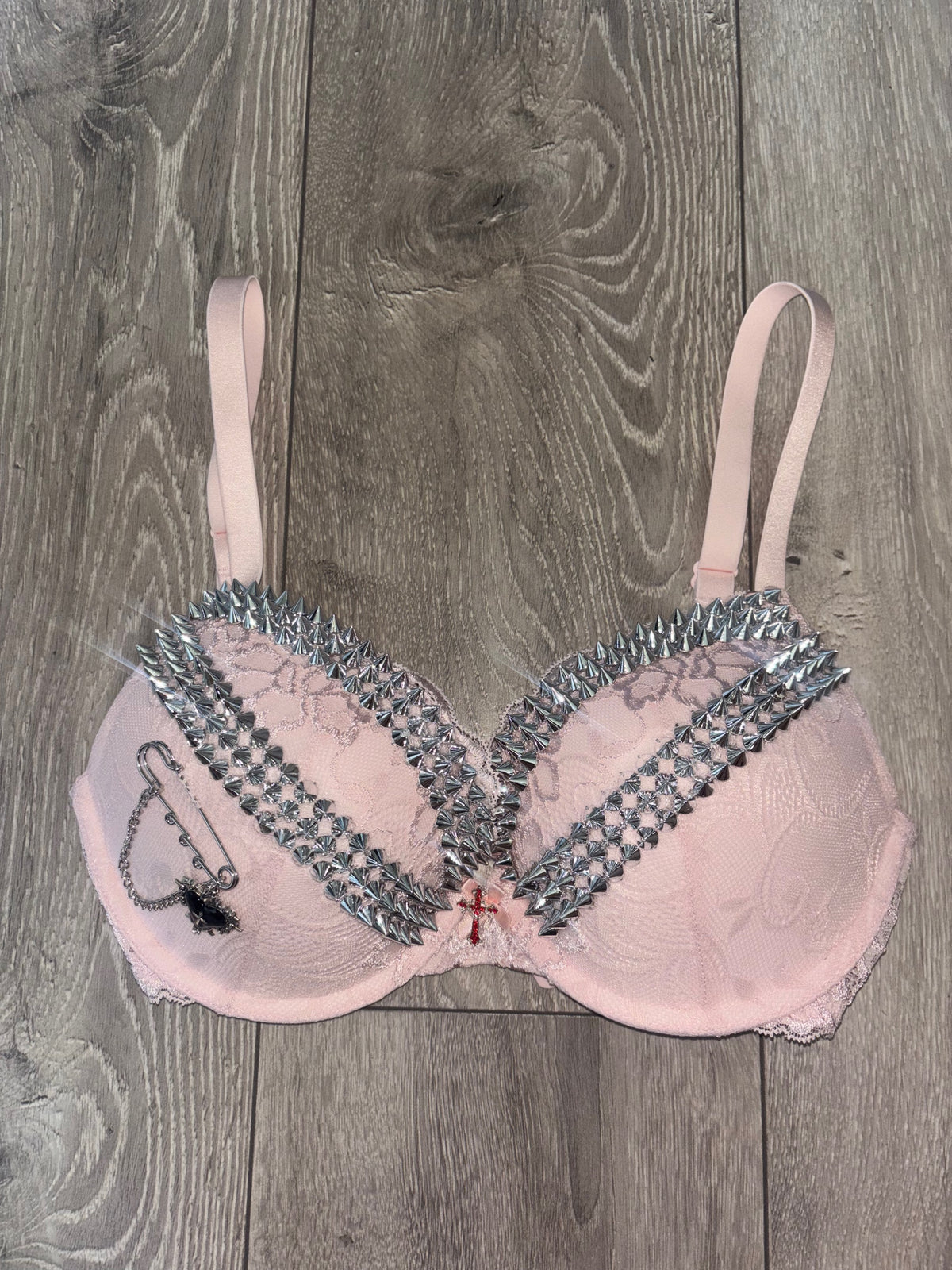 The Light Pink Swan 2 Spiked push up bra (with cross) (more sizes)
