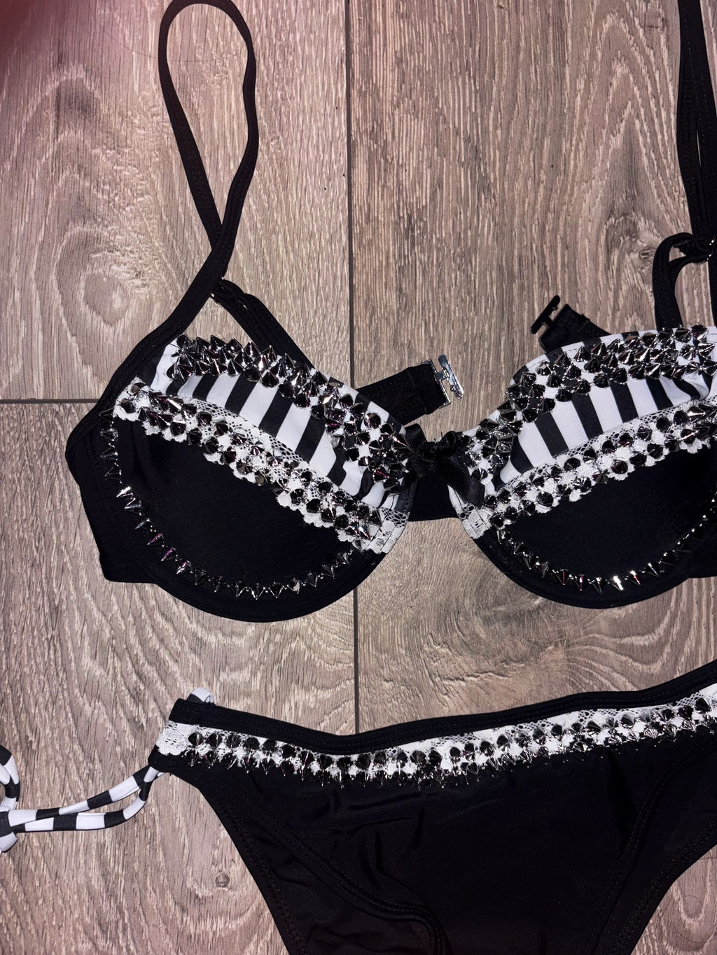 Noir Studded Bikini (no cross) underwired top and bottoms