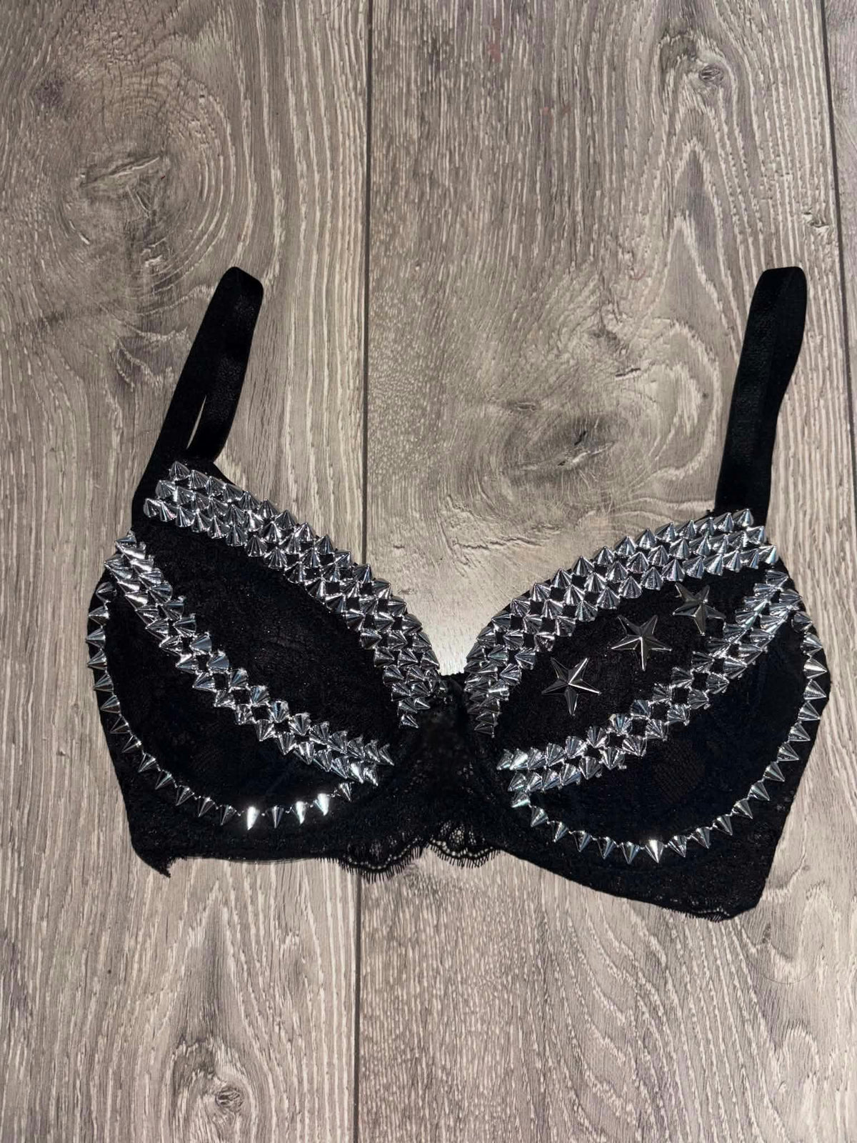 The Black Crossover Spiked (no cross) Push Up Bra
