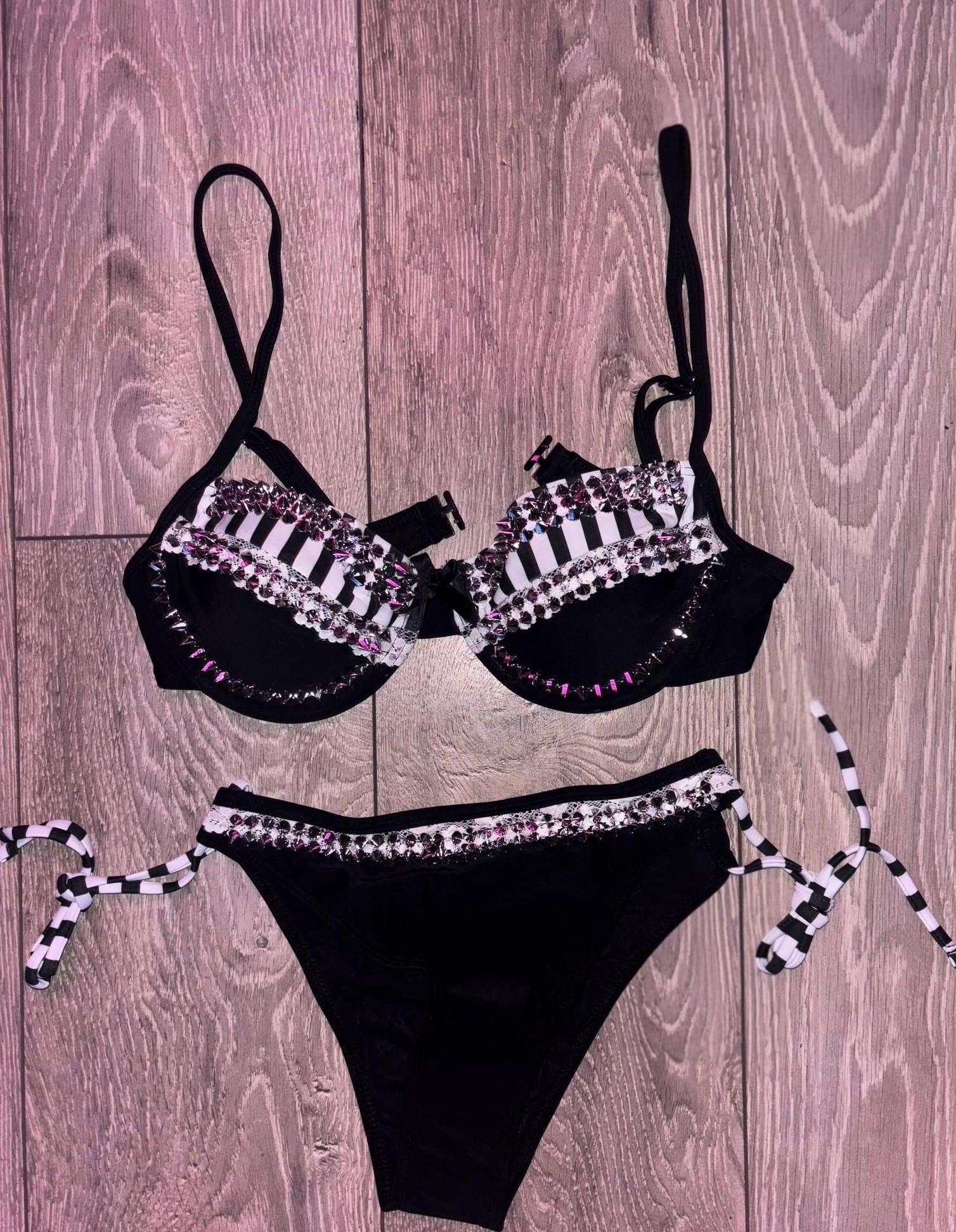 Noir Studded Bikini (no cross) underwired top and bottoms