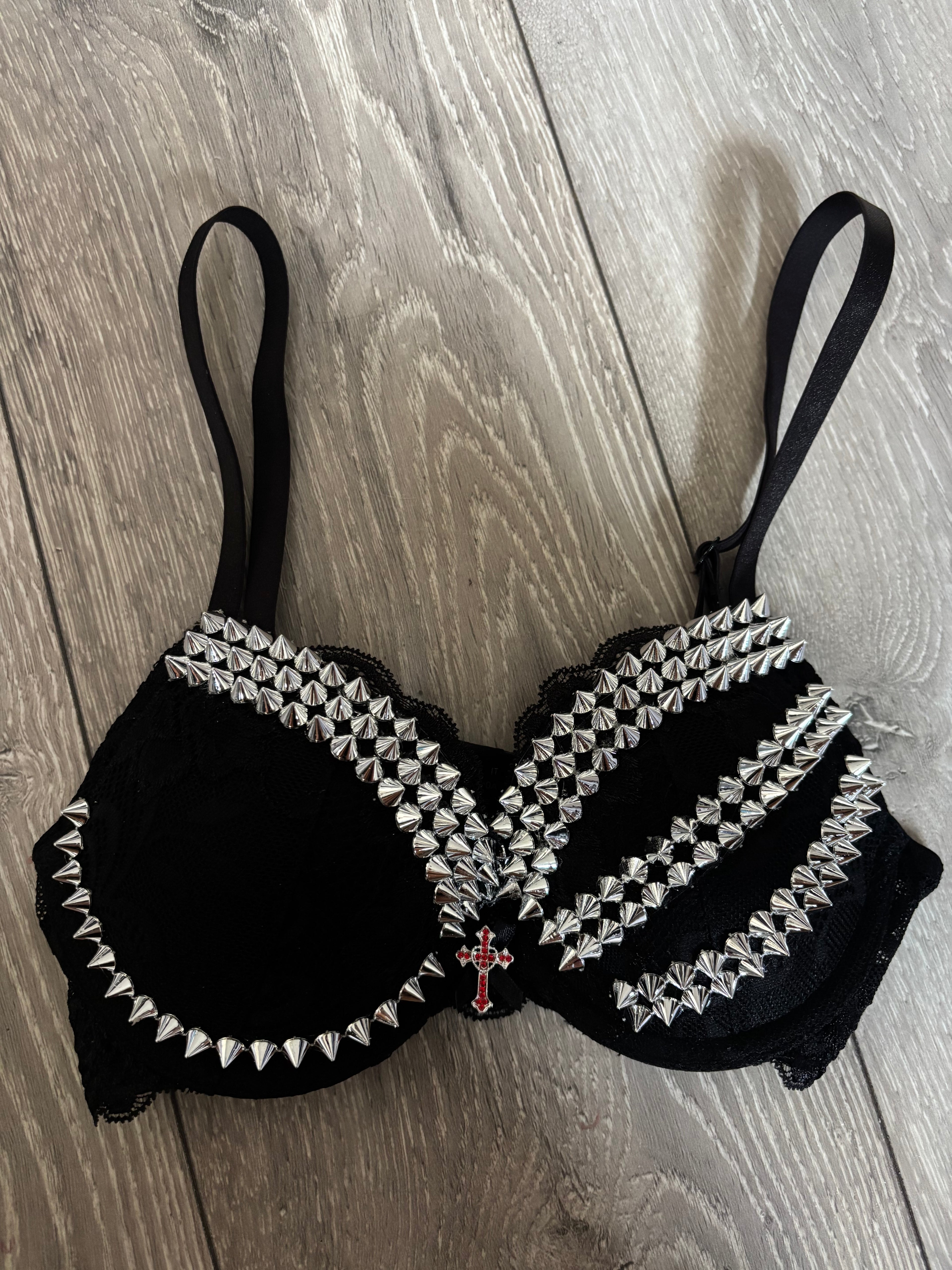 Black Viper Spiked (More sizes) (with cross) push up bra