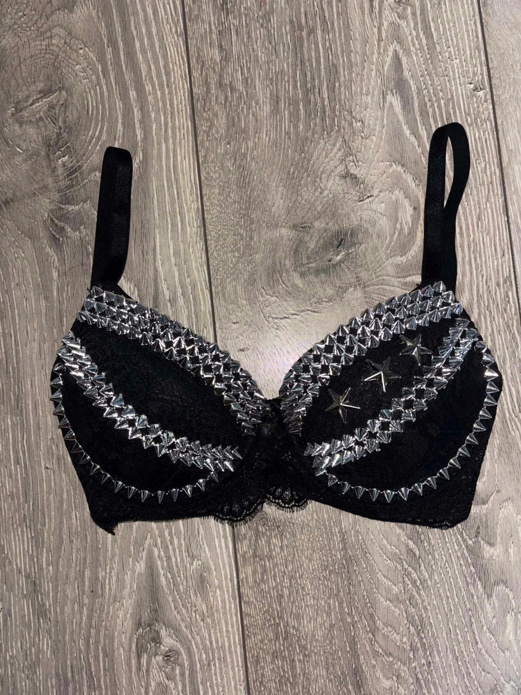 The Black Crossover Spiked (no cross) Push Up Bra