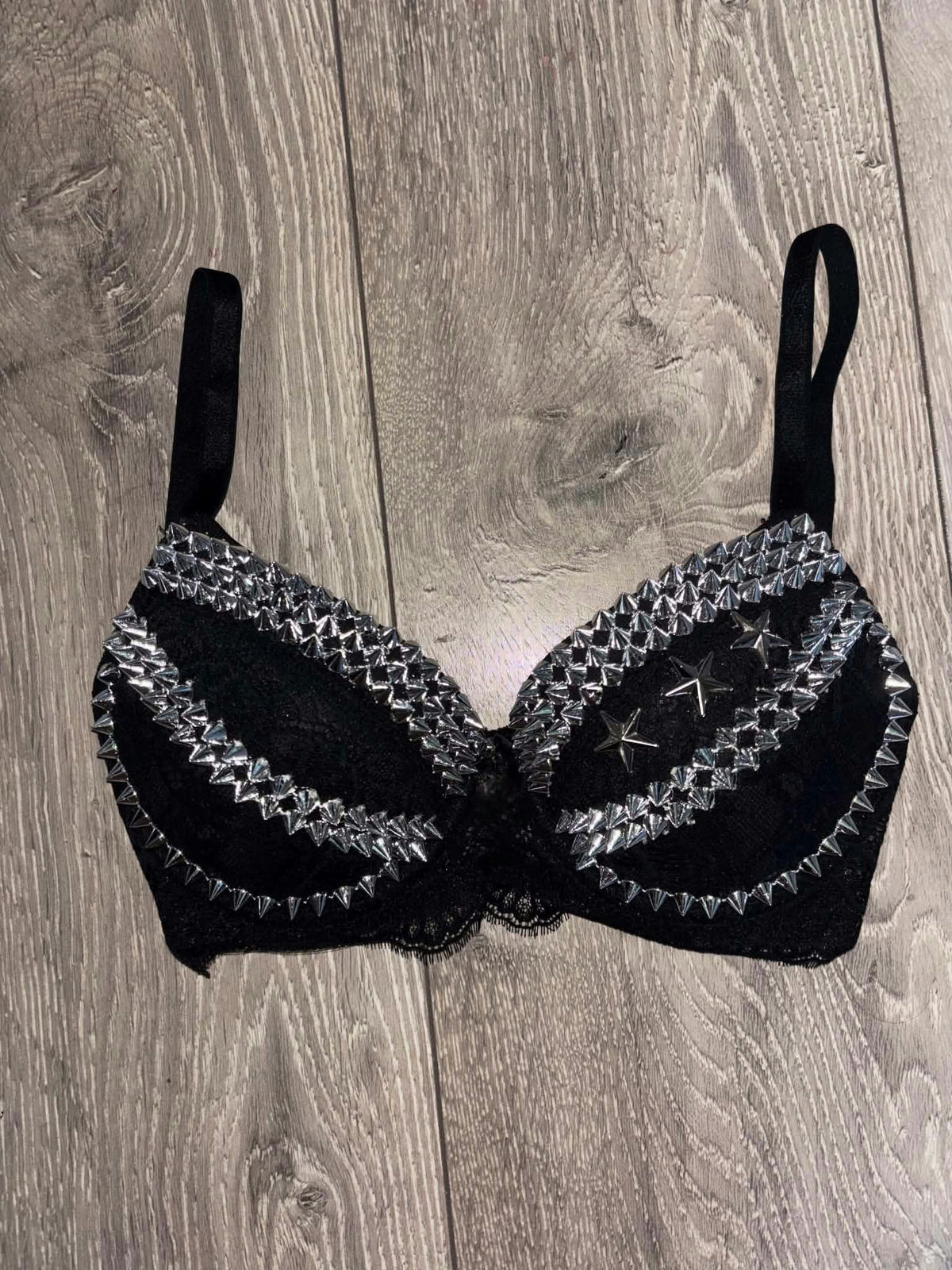 The Black Crossover Spiked (no cross) Push Up Bra