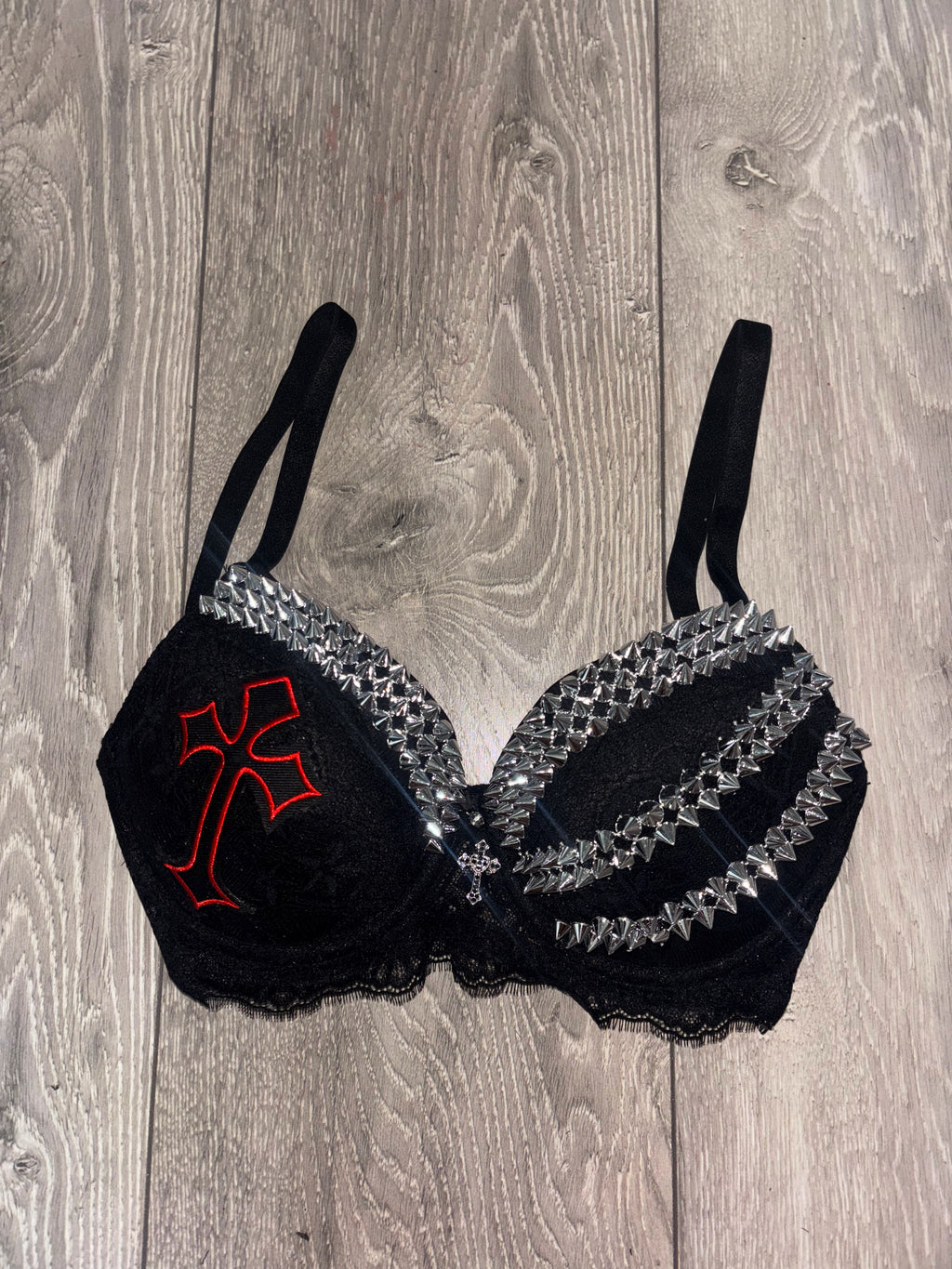 Hellbound Cross triple spiked (with cross) push up bra