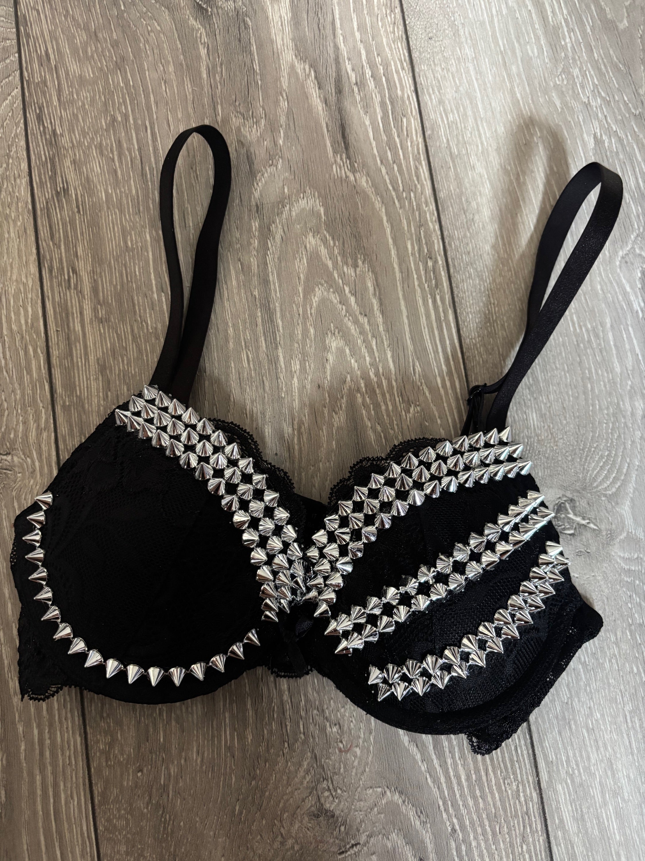 Black Viper Spiked (More sizes) (without cross) push up bra