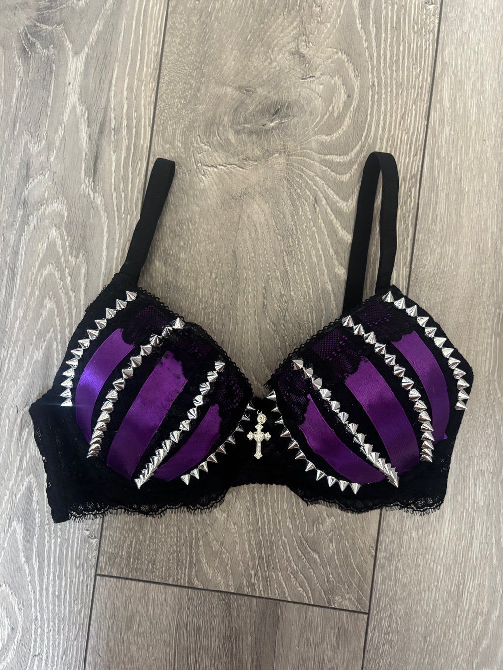 Purple Poison Spiked (with cross) Push up bra