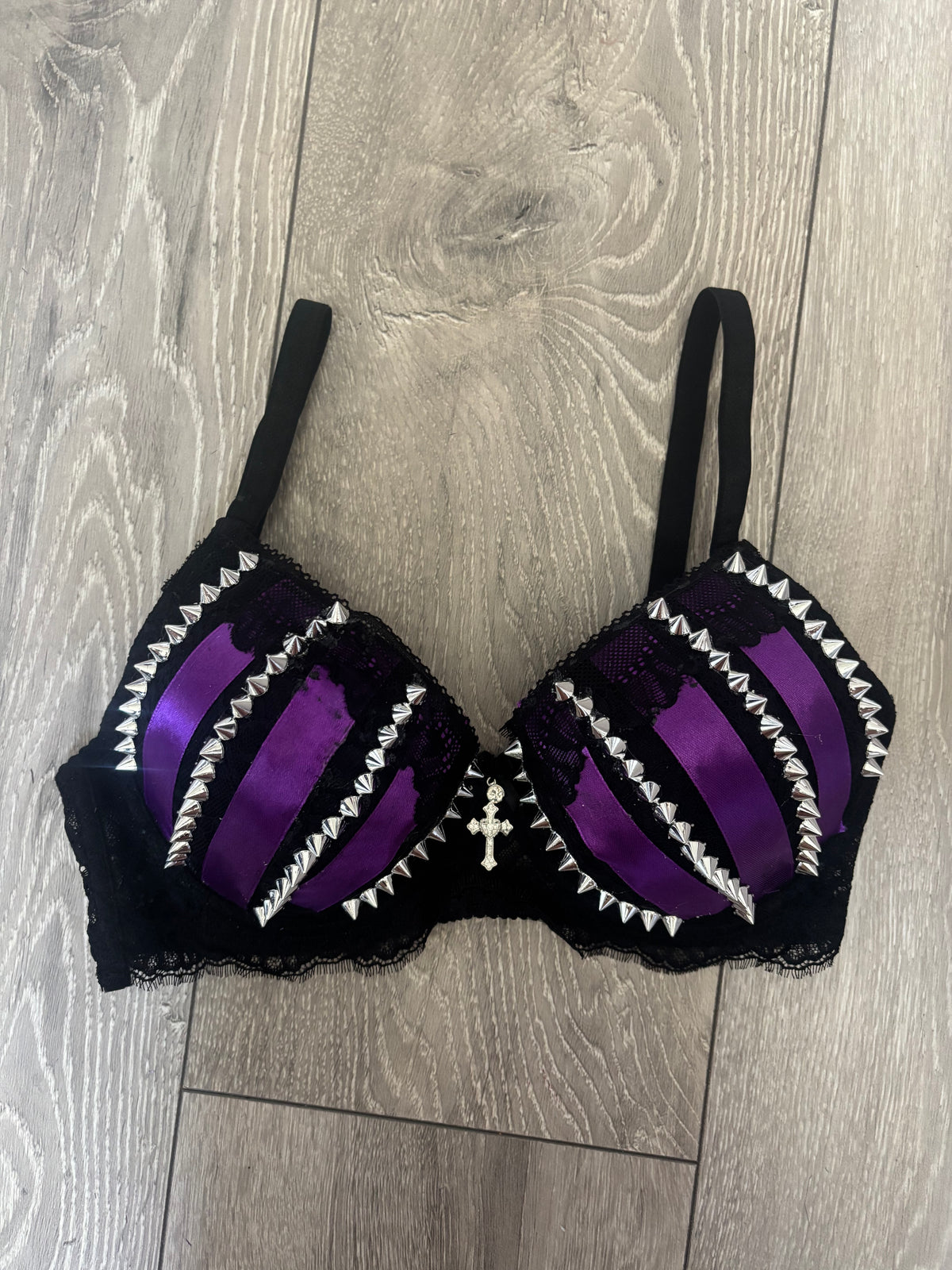 Purple Poison Spiked (with cross) Push up bra