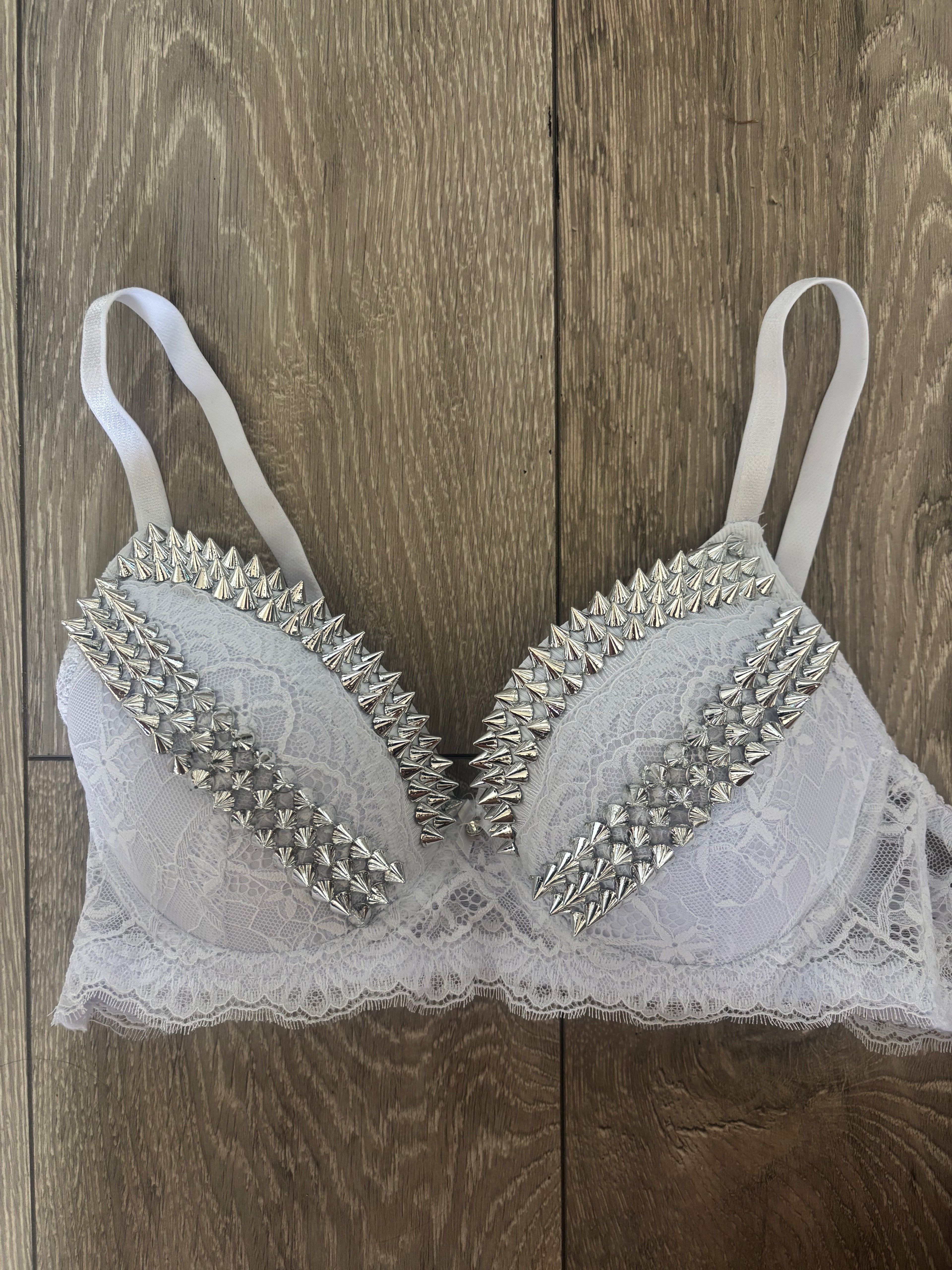 White Y2K (no cross) Spiked push up bra