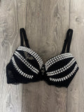 Black Bat Adjustable Pin Spiked (with cross) Push up Bra