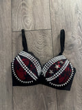The Red Crossover (with stars) (no cross) Spiked Push Up Bra