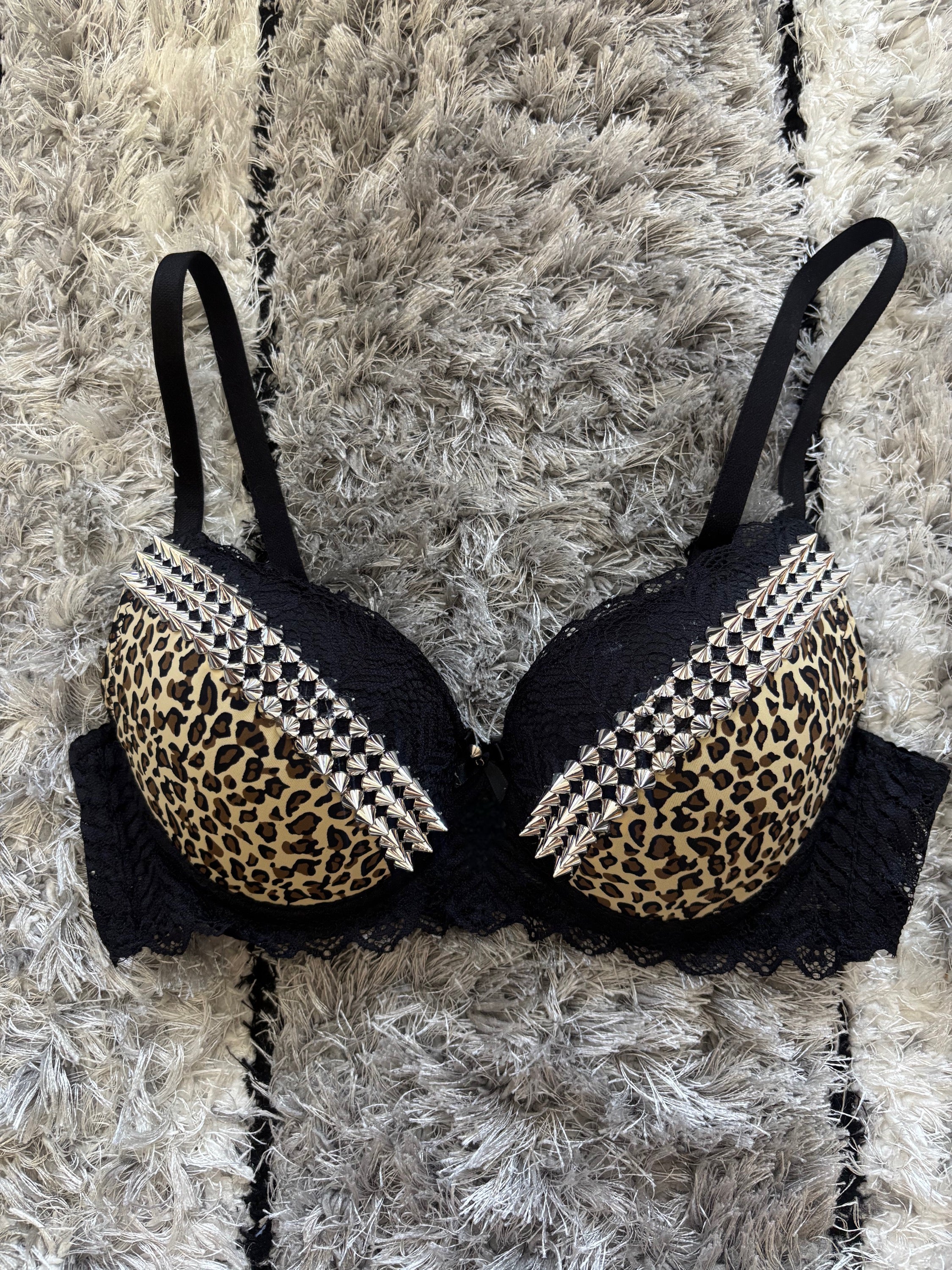 Leopard Print Y2K (no cross) Spiked push up bra