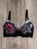 Pink Skull Crush Spiked (no cross) push up bra