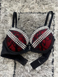 Red and black Y2K (with cross) Spiked push up bra