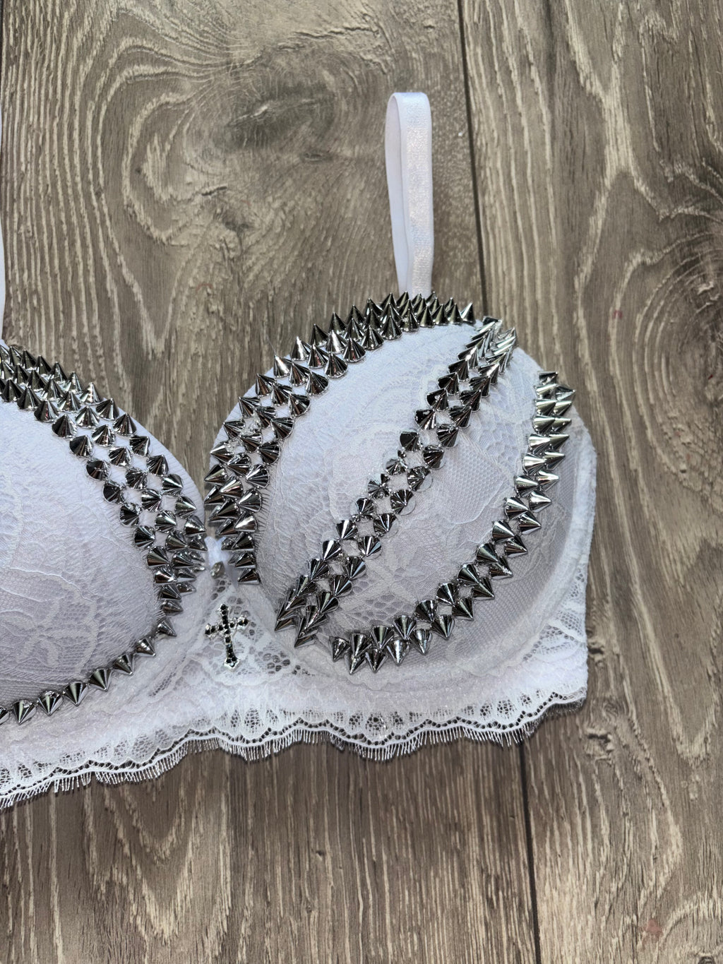 The White Swan (with cross) Spiked push up bra