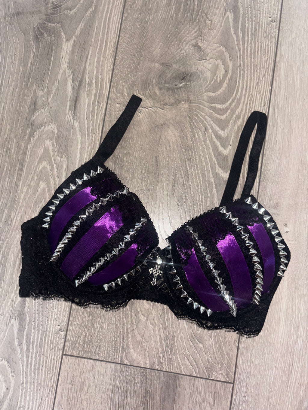 Purple Poison Spiked (with cross) Push up bra