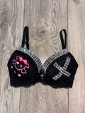 Black Skull Crush Spiked (with cross) push up bra