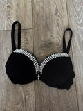 (More sizes) black Y2K single strip (with cross) spiked push up bra